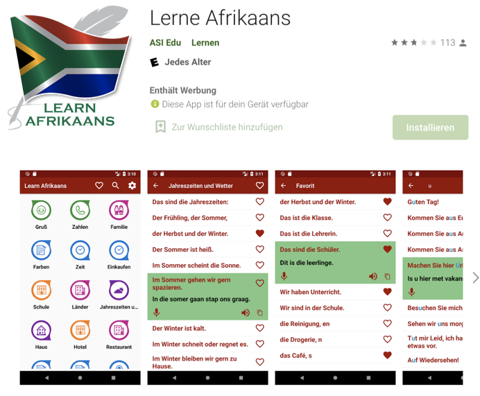 afrikaans lernen app